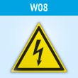 Знак W08 «Внимание! опасность поражения электрическим током» (пластик, сторона 200 мм)